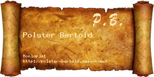Polster Bertold névjegykártya